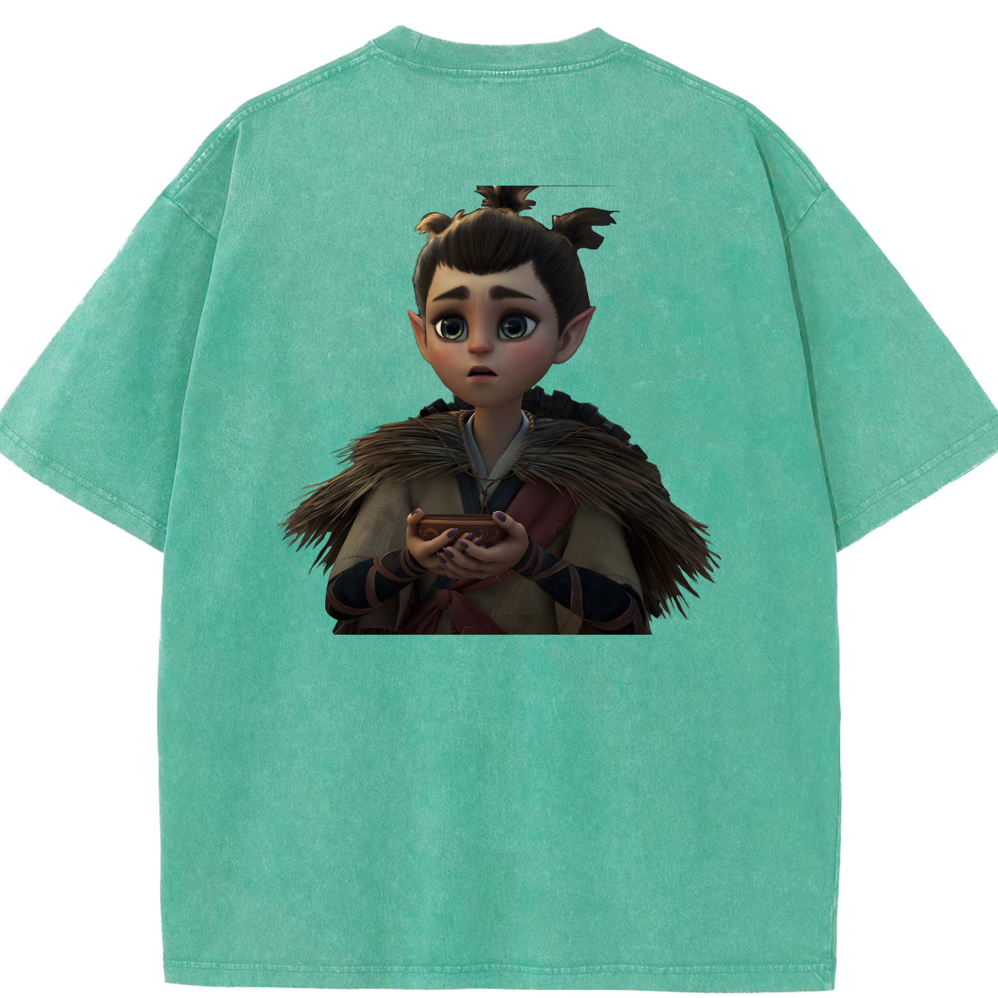 （画像用） Ne Zha 2 ナタ 魔童の大暴れ 綿100% ヴィンテージ風 半袖Tシャツ（背面プリント）